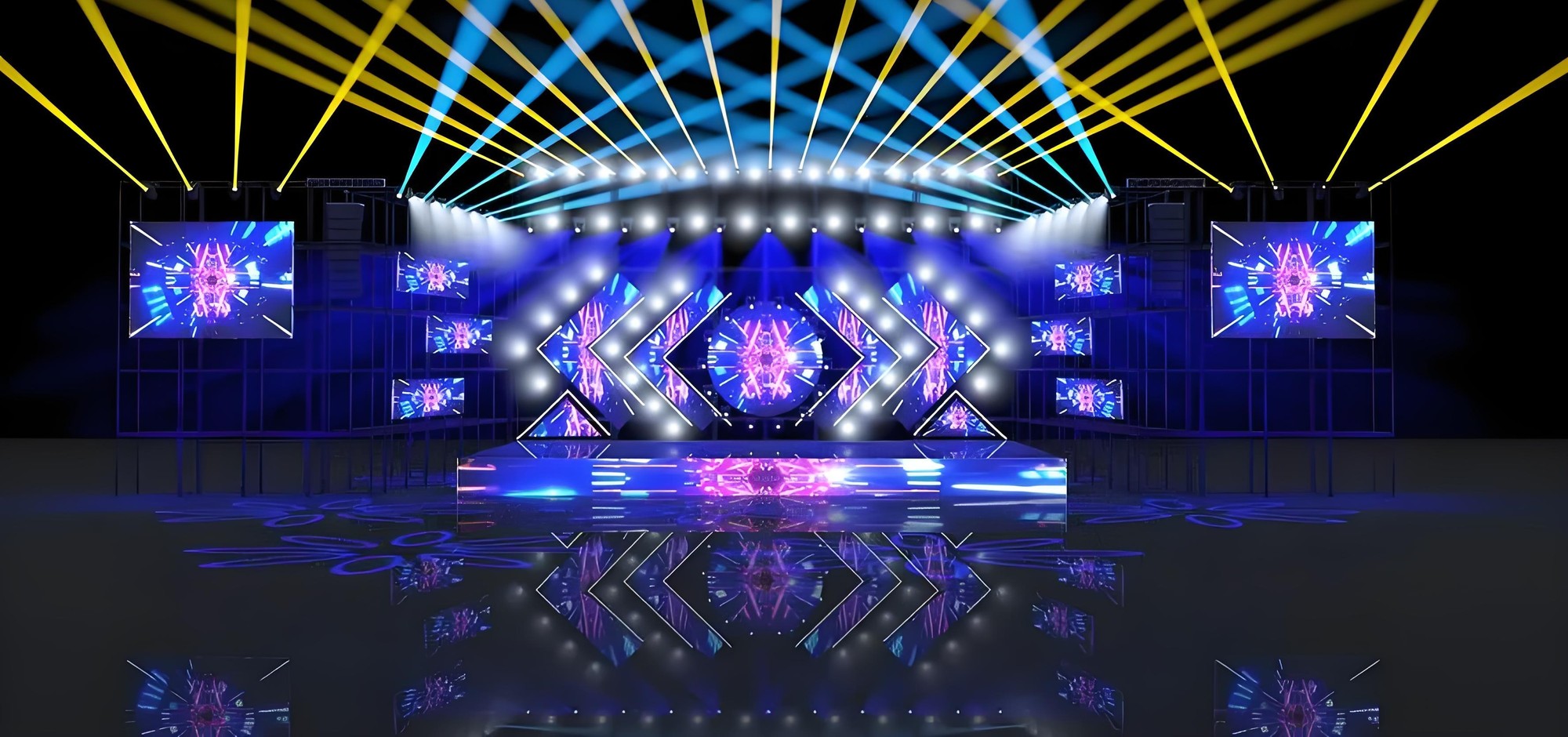 Full-color LED screen on a professional event stage