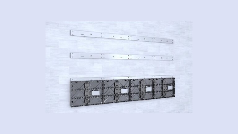Rear view of LED modules and mounting rails for a 640x480 cabinet