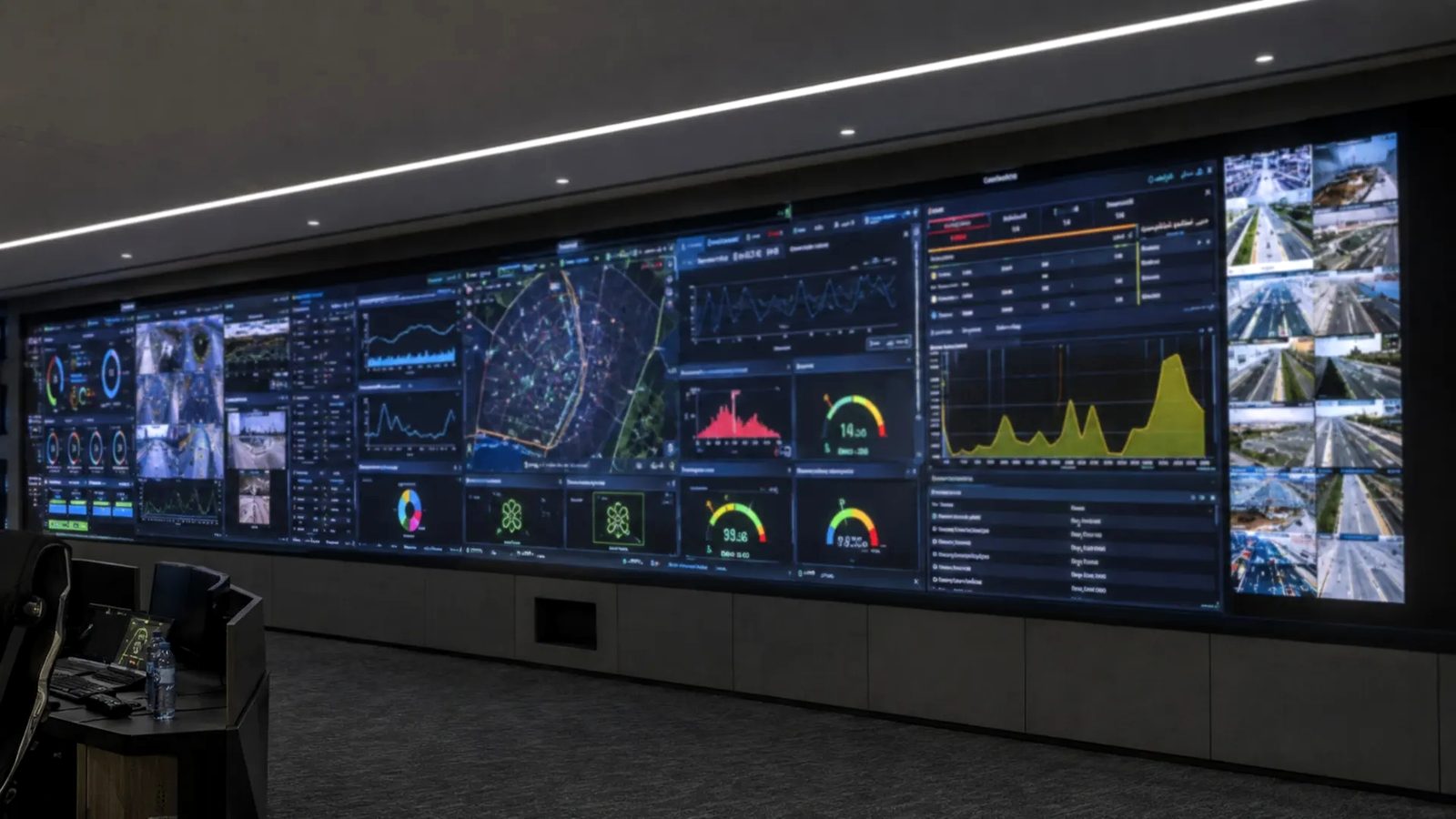 Curved fine-pitch LED video wall in a traffic control centre
