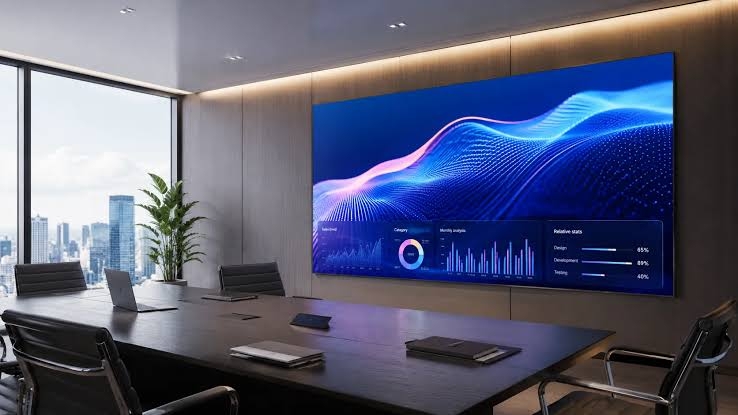 Fine-pitch wall content for presentations and media.